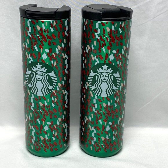 Starbucks 2019 Holiday Confetti Insulated 16oz Tumbler Set Of 2 Stainless Steel - Picture 1 of 12